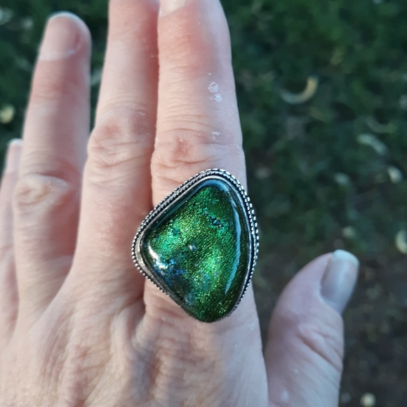 New Dichroic Glass 925 Silver Ring. - Picture 1 of 8